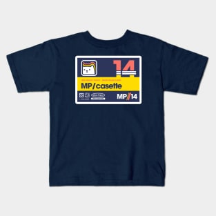 Navy and Yellow Retro Cat Kids T-Shirt